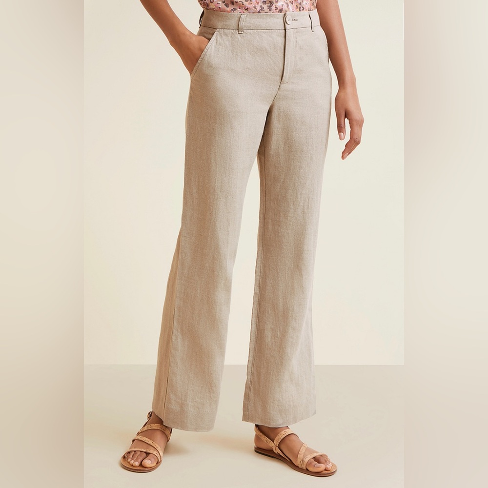 Garnet Hill NWT Classic Linen Trousers/Pants